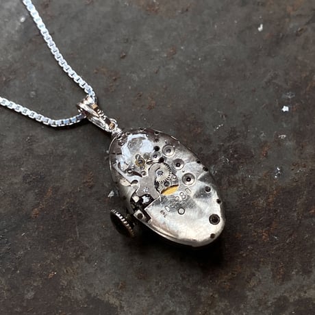 antique movement necklace "USA ELGIN" SV925【K0811】