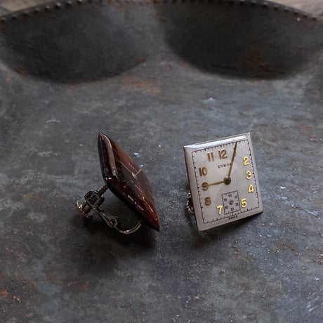 antique dial square rhombus earrings 【K0810】