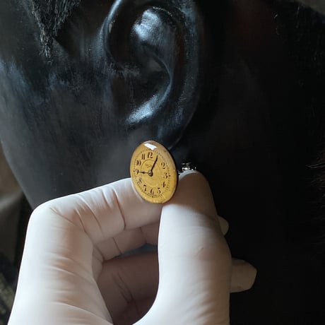 antique dial asymmetry color earrings【K0975】