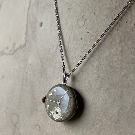 antique dial&movement reversible necklace 【K0571】