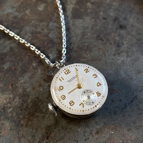 antique dial&movement reversible necklace【K0610】