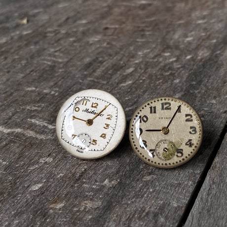 【new!!】antique round dial pierced earrings【K1010】
