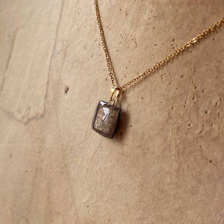 antique square dial necklace K18GP "BULOVA"【K1006】