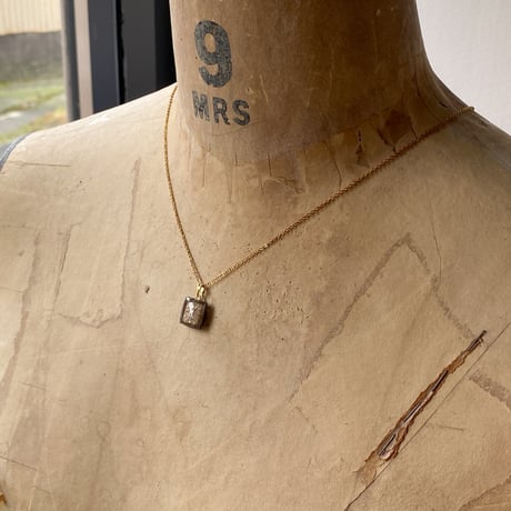 antique square dial necklace K18GP "BULOVA"【K1006】