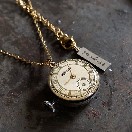 antique dial&movement necklace K18GP【K0778】