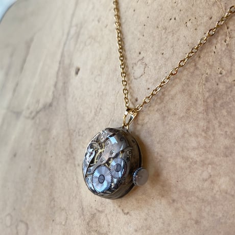 antique dial&movement necklace K18GP【K0826】