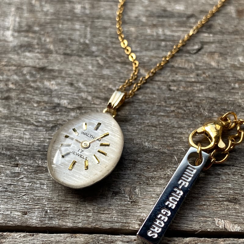 new!!】antique oval dial necklace K18GP 