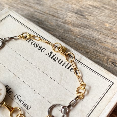 【new!!】antique round dial bracelet stainless×K18GP【K0991】