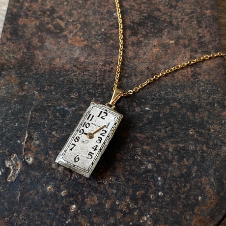 【new!!】antique rectangle necklace "WALTHAM" K18GP【K1031】