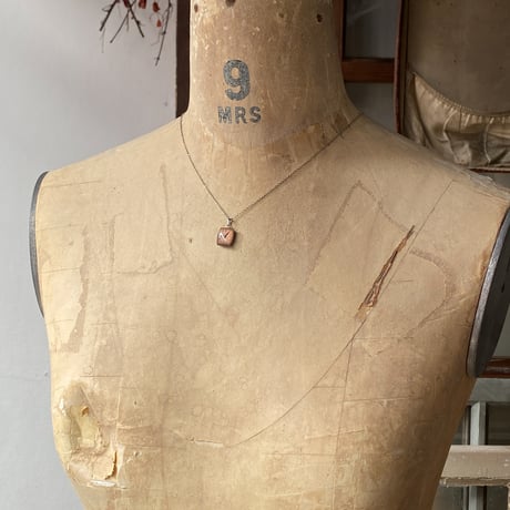antique square copper dial necklace【K0934】