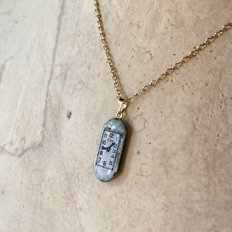 antique rectangle necklace K18GP "ELGIN" 【K0827】