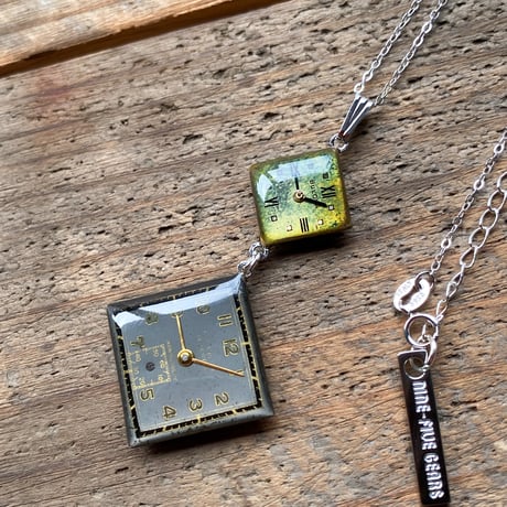 【企画展作品】antique square double dial long necklace SV925【something special/S0002】