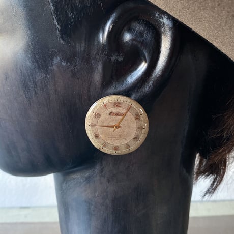 antique round dial earrings【K0684】