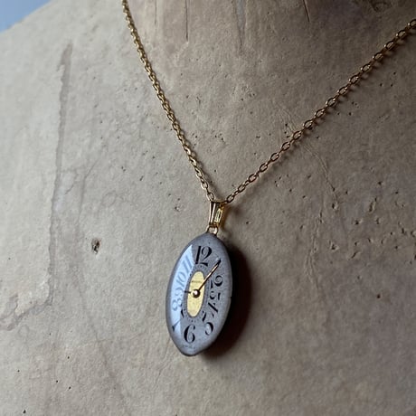 antique dial necklace K18GP "1920's art nouveau" ボックス付【K0751▲】
