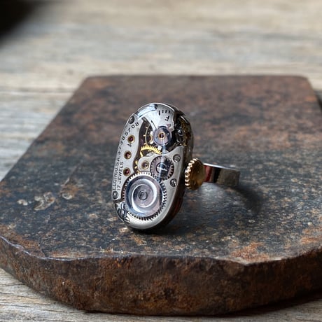 antique movement ring "USA ELGIN" #16(ボックス付)【K0965】