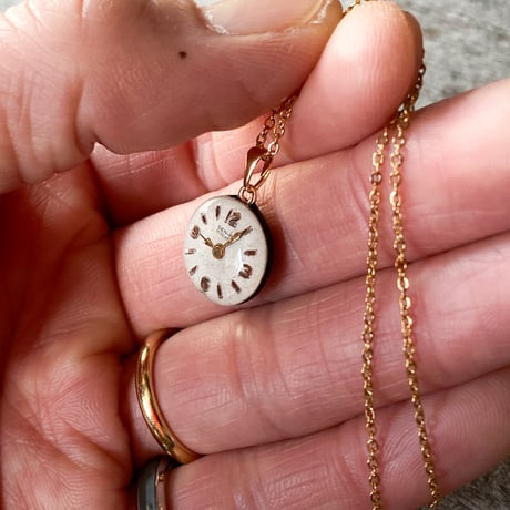 antique round dial necklace K18GP【K0968】