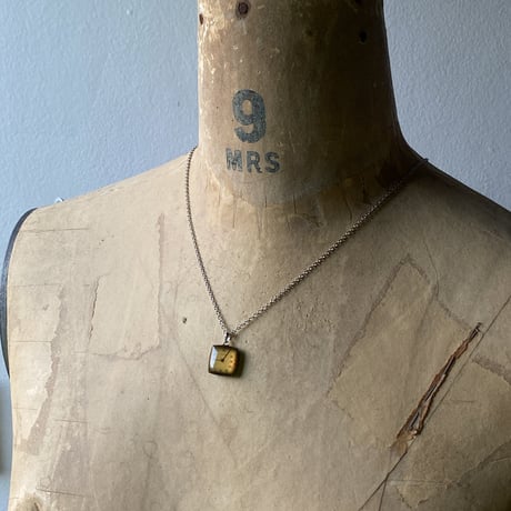 antique square dial necklace "TAVANNES"【K0733】