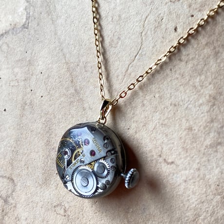 antique dial&movement necklace K18GP【K0778】