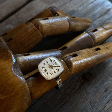 antique square dial ring #14 (ボックス付)【K0730】