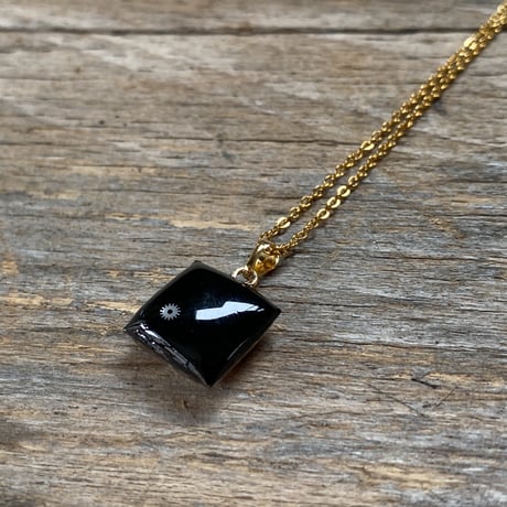 antique square dial necklace K18GP "BULOVA"【K1006】