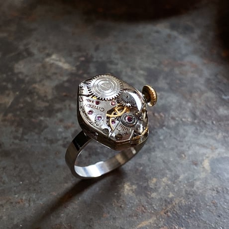 【K0653】 antique movement ring #14