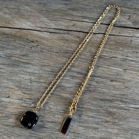 【K0673】 square dial necklace K18GP