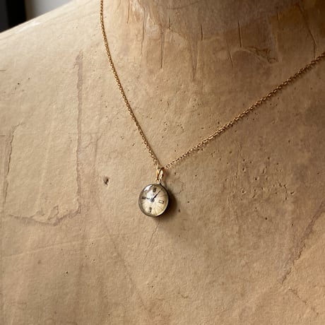 【new!!】antique round dial necklace K18GP 【K1016】