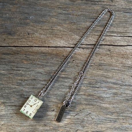 antique  rectangle white dial necklace "eastern europe"【K0749】