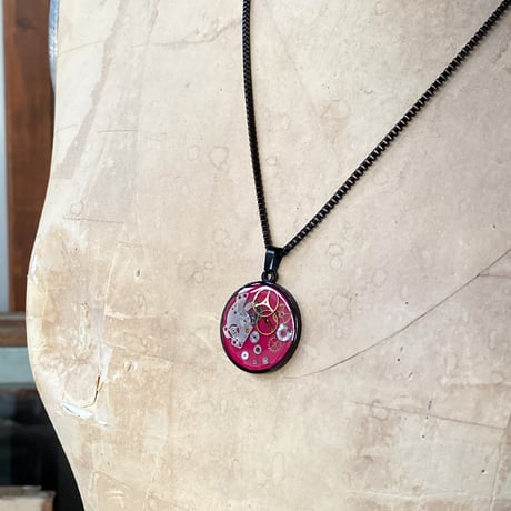 CLOPOA BLACK standard necklace pink　【K0807】
