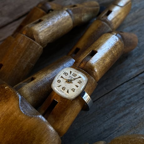 antique square dial ring #14 (ボックス付)【K0730】
