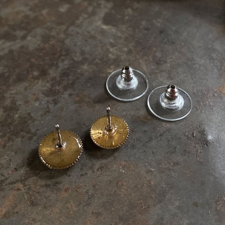 【K0678】 antique watch gear pierced earrings
