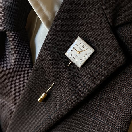 【企画展作品】antique square dial hatpin/lapelpin 【something special/S0026】