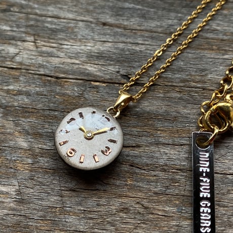 antique round dial necklace K18GP【K0968】