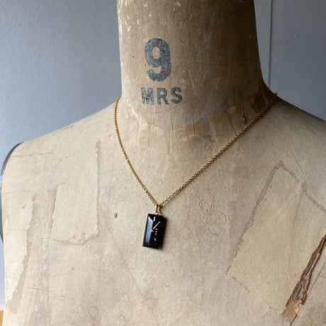 antique black square dial necklace K18GP【K0578】