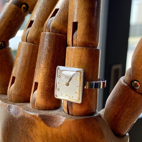 antique square dial ring "DUBOIS" #15【K0838】