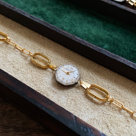antique octagon dial bracelet "BULOVA"【K0820】