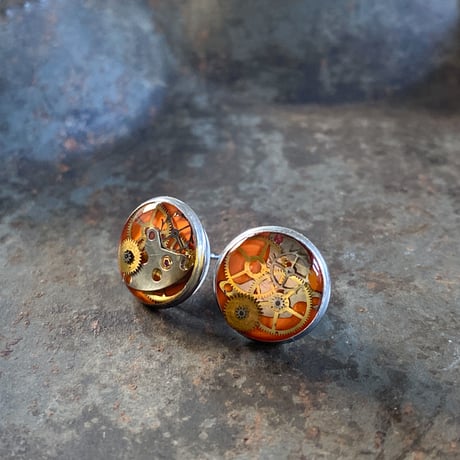 【K0616】 CLOPOA petit pierced earrings orange