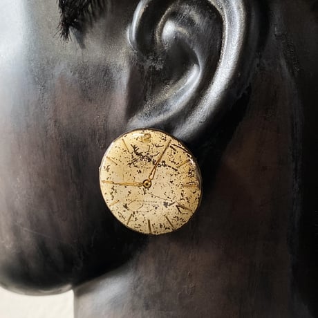 antique damage dial pierced earrings【K0527】