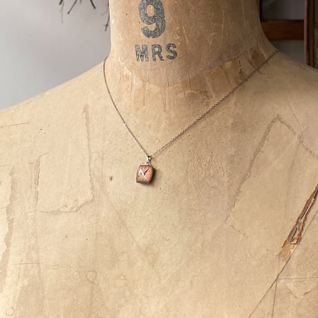 antique square copper dial necklace【K0934】
