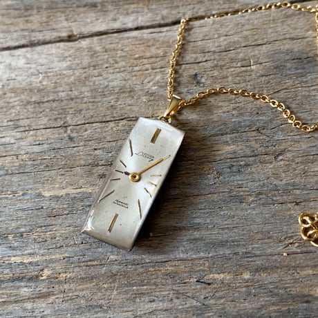 antique rectangle dial necklace K18GP "CITIZEN"【K0993】