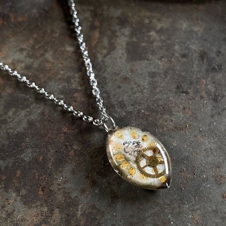 antique teardrop dial necklace【K0590】