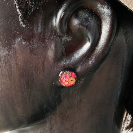 【K0676】CLOPOA BLACK petit pierced earrings pink