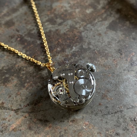 【K0624】 antique dial&movement necklace K18GP