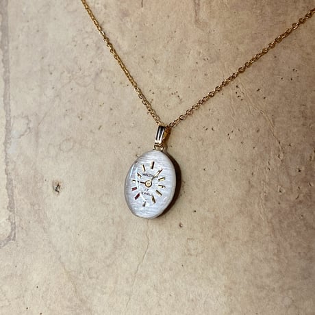 antique oval dial necklace K18GP "WALTHAM"【K890】