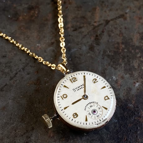 antique dial&copper movement  reversible necklace【K0575】