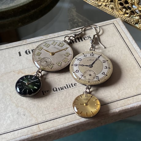 【企画展作品】antique double dial hook pierced earrings【something special/S0018】