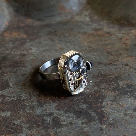 antique movement ring #14(sapphire crown)/ボックス付【K0712】