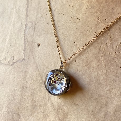 【企画展作品】antique dial&movement necklace K18GP【something special/S0010】