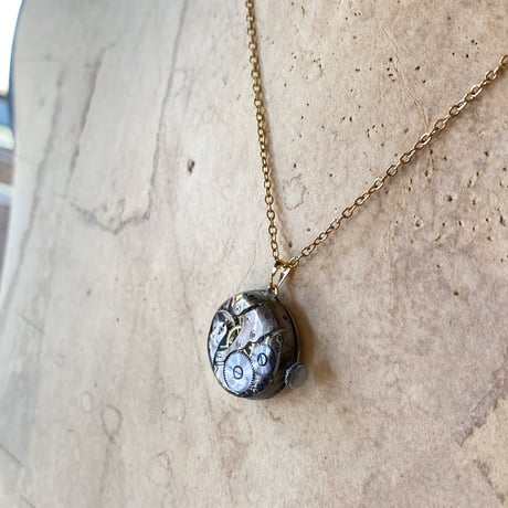 antique dial&movement necklace K18GP【K0826】