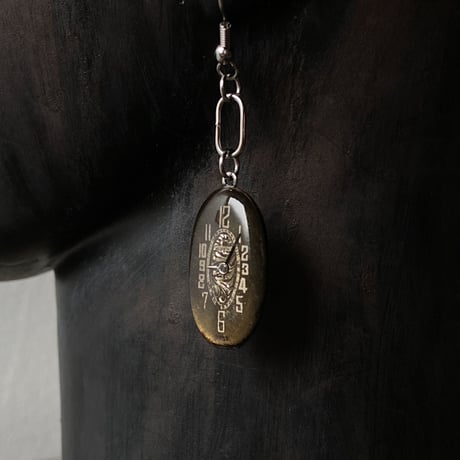 antique oval dial coilhook pierced earrings【K0818】